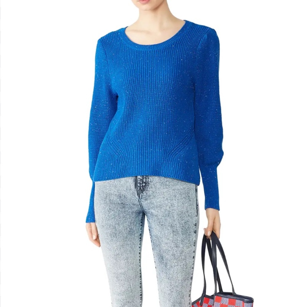525 America Confetti Bishop Sleeve Sweater Blue Large